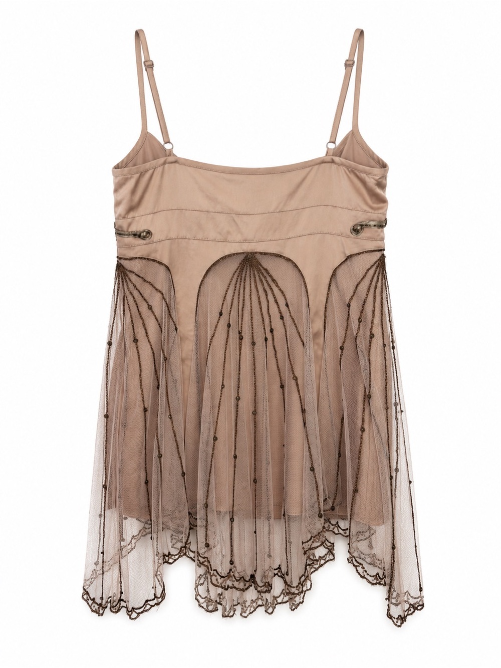 Karen Millen NEW Beaded Embellished Mesh Cowl Neck Babydoll Cami Top Sz 8 Y2K - Picture 2 of 10